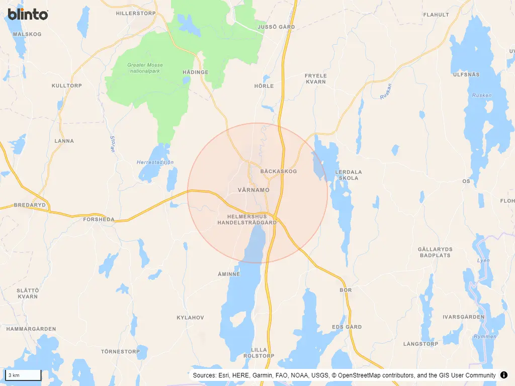 Karta över  Värnamo