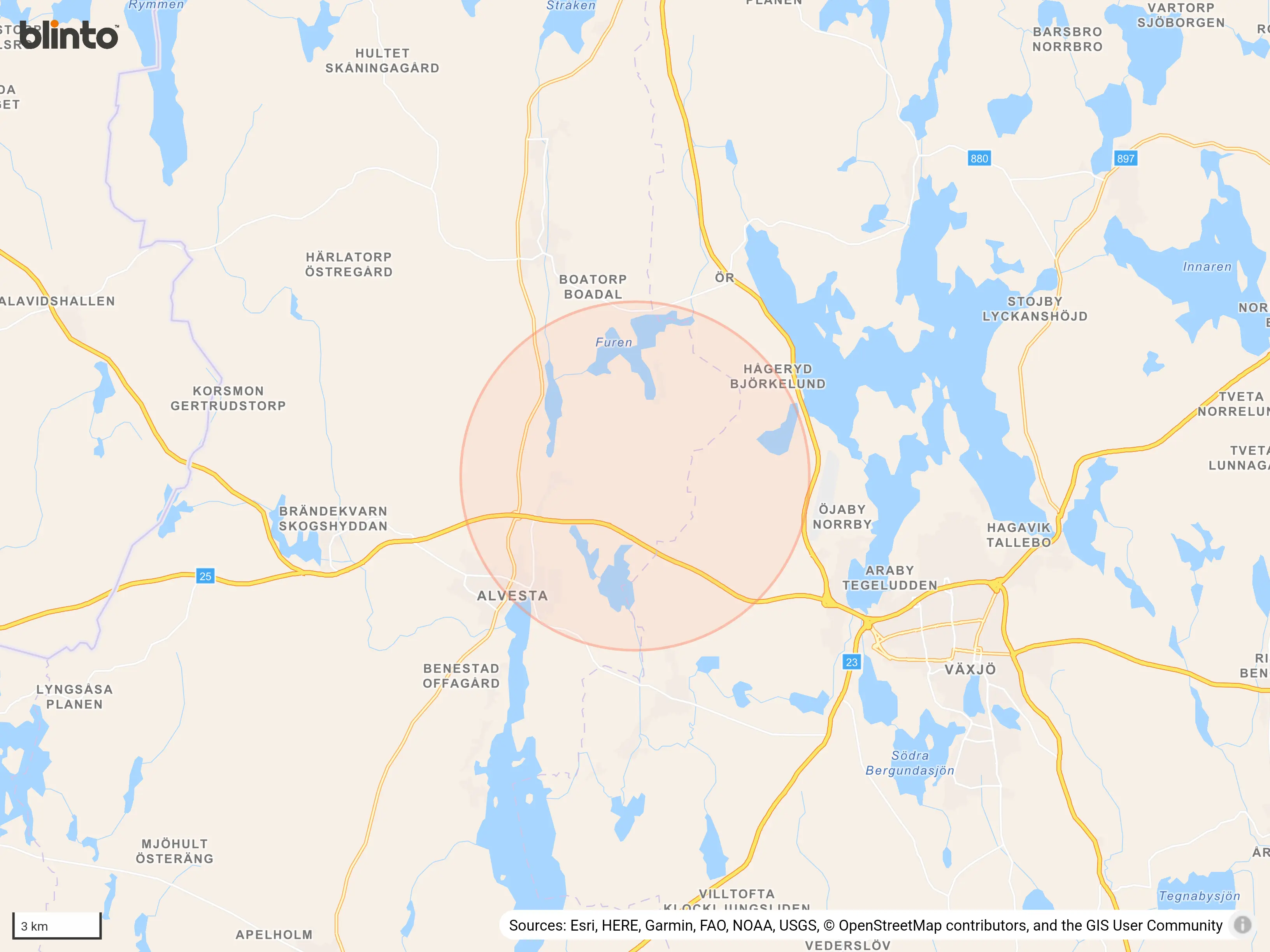 Karta över Alvesta , Rottne