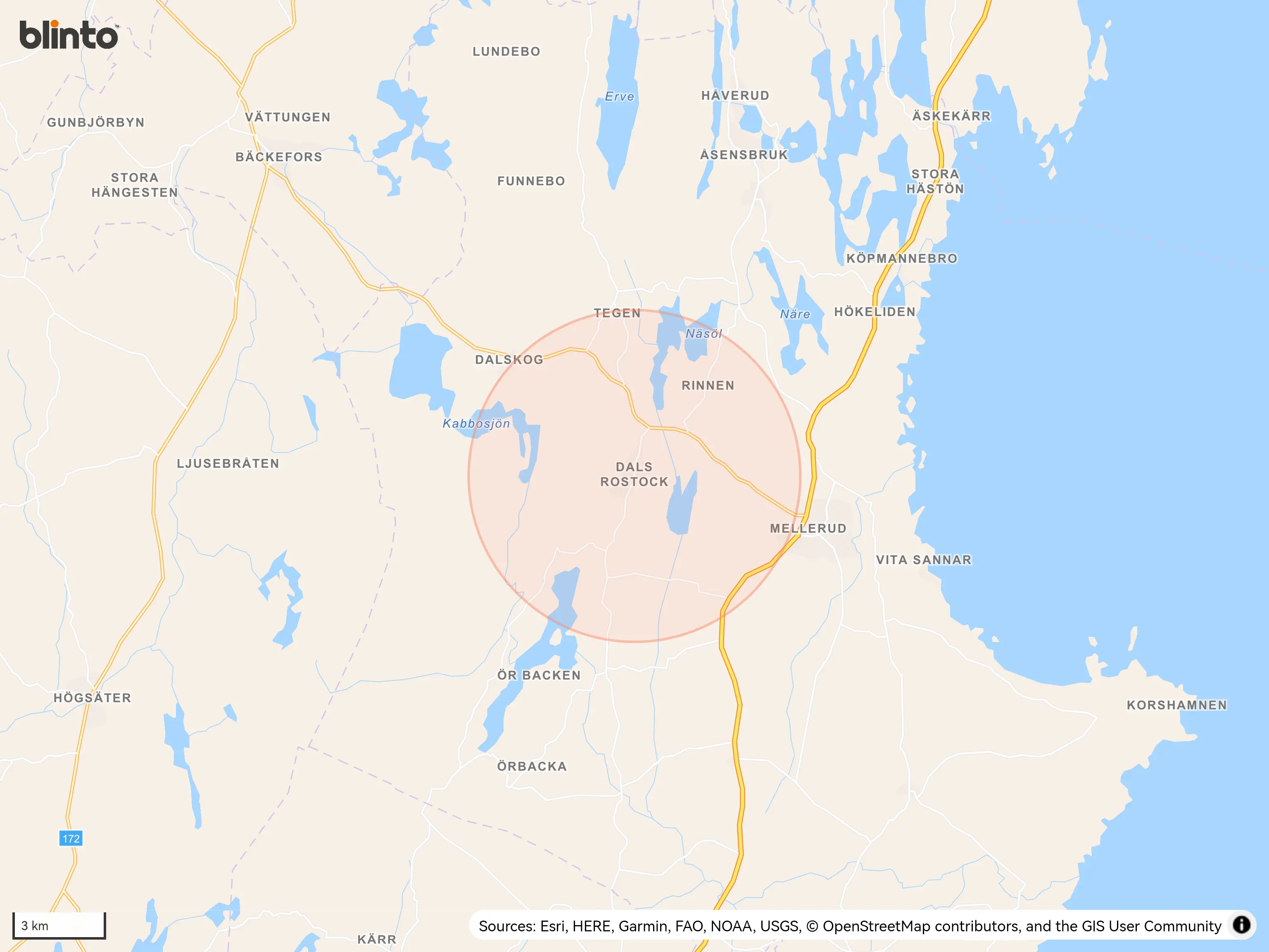 Karta över Dals Rostock