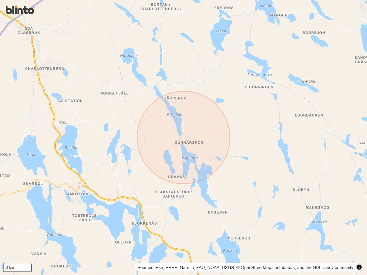 Karta över Gumnarskog