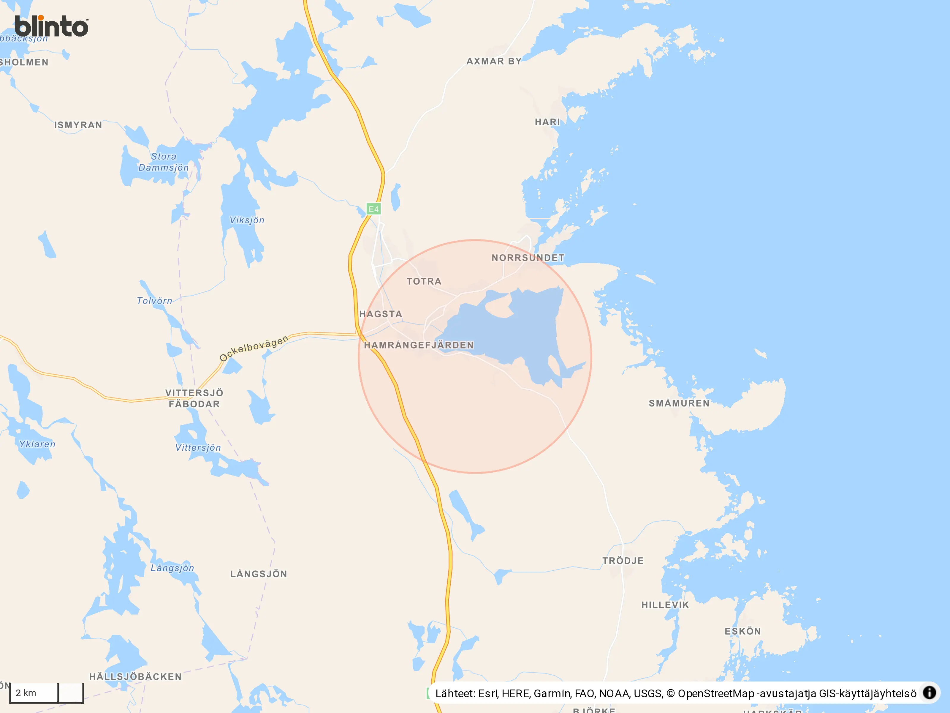 Karta över Hamrångefjärden
