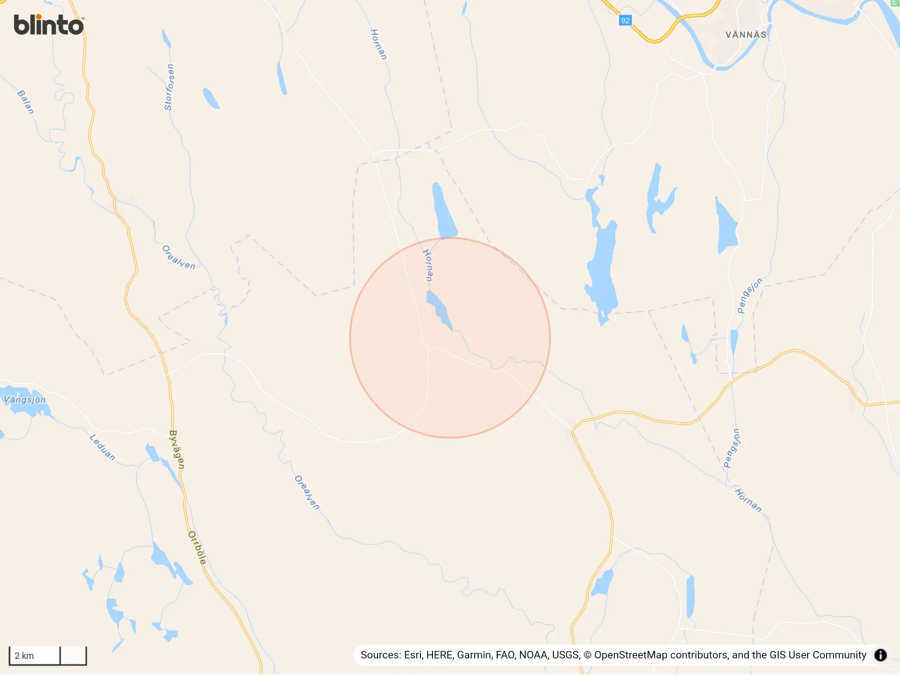 Karta över Hörnsjö