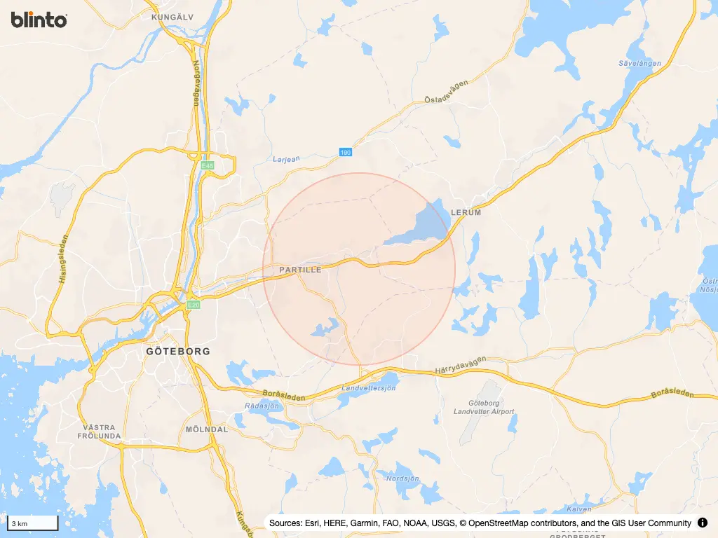 Karta över Jonsered