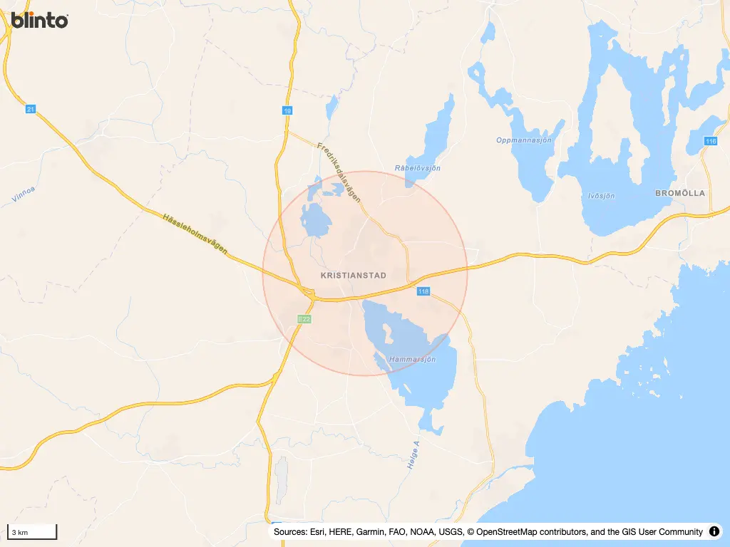 Karta &ouml;ver KRISTIANSTAD