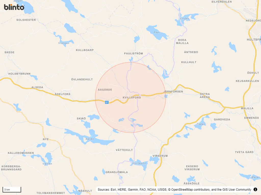 Karta över KVILLSFORS