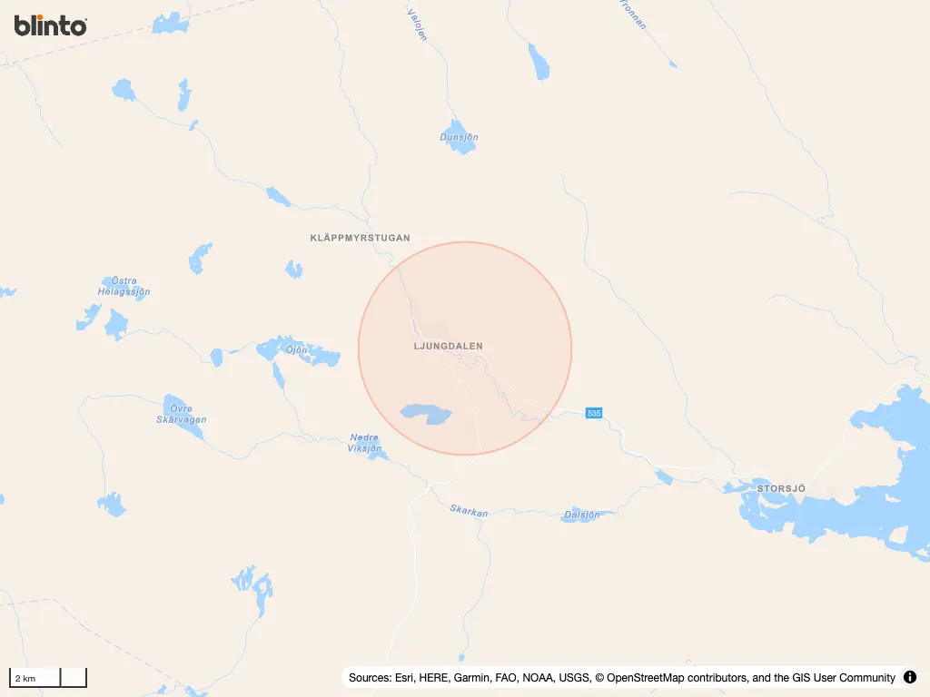 Karta &ouml;ver Ljungdalen