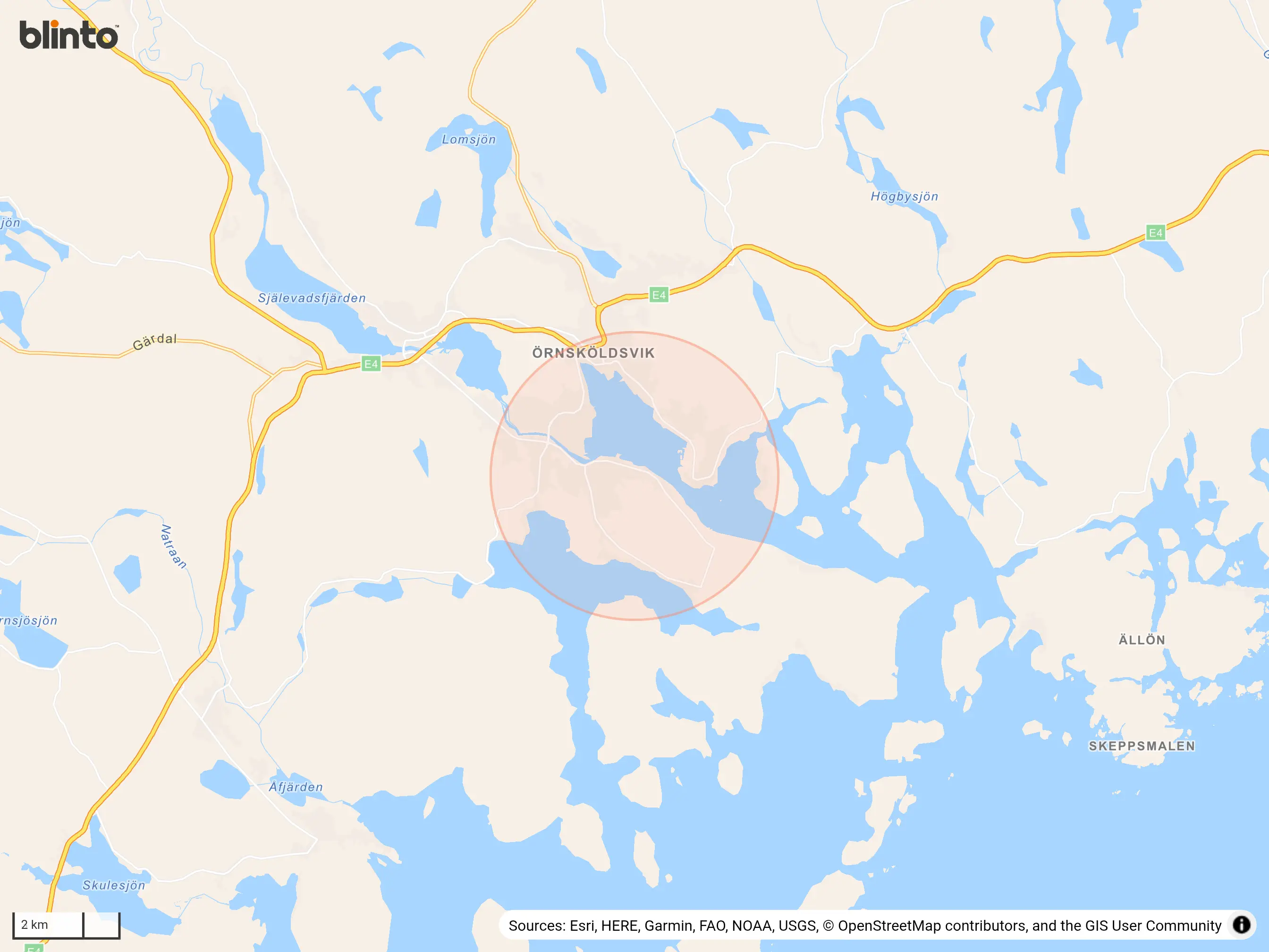 Karta &ouml;ver Örnsköldsvik