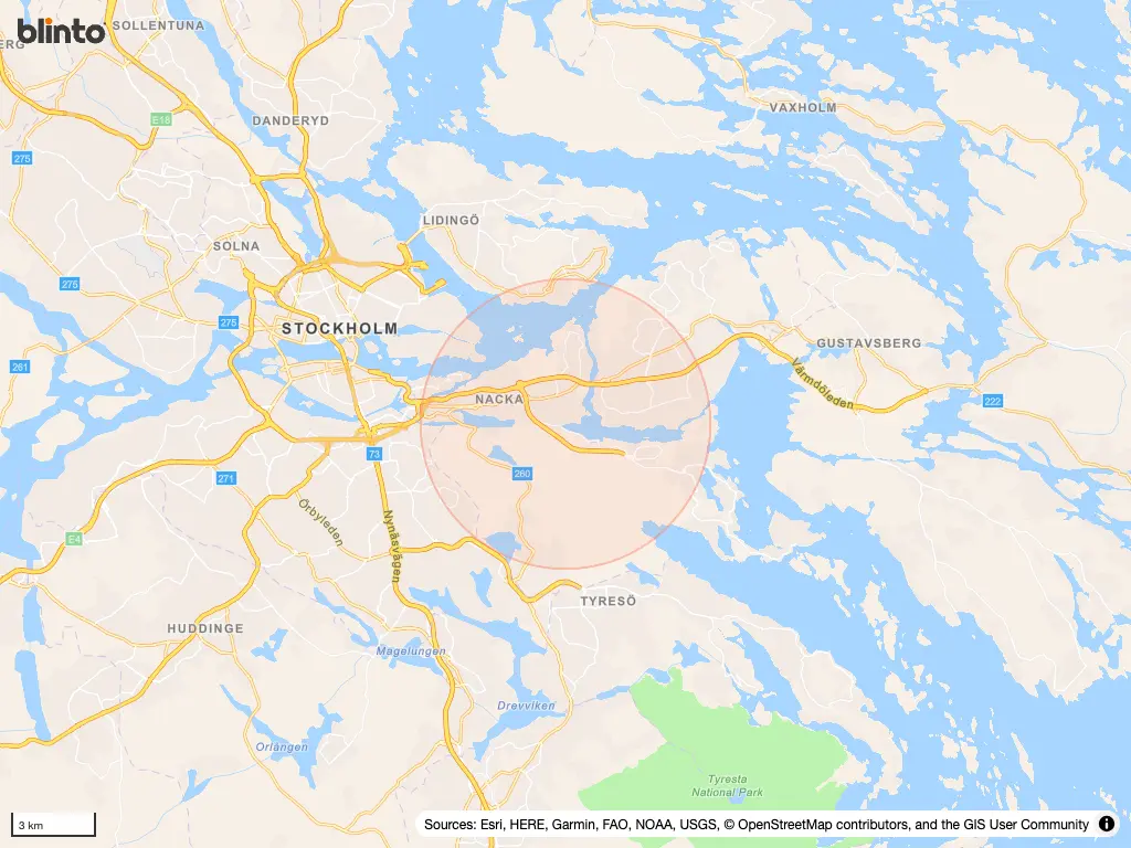 Karta över Saltsjö-Duvnäs