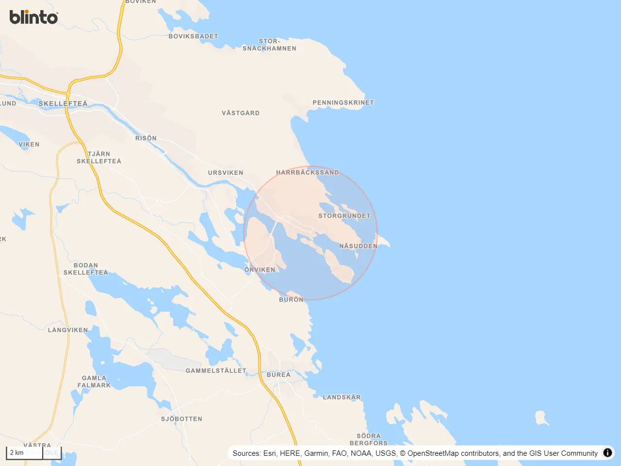Karta över Skelleftehamn