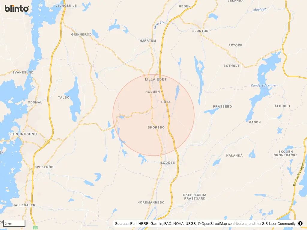 Karta &ouml;ver Västerlanda