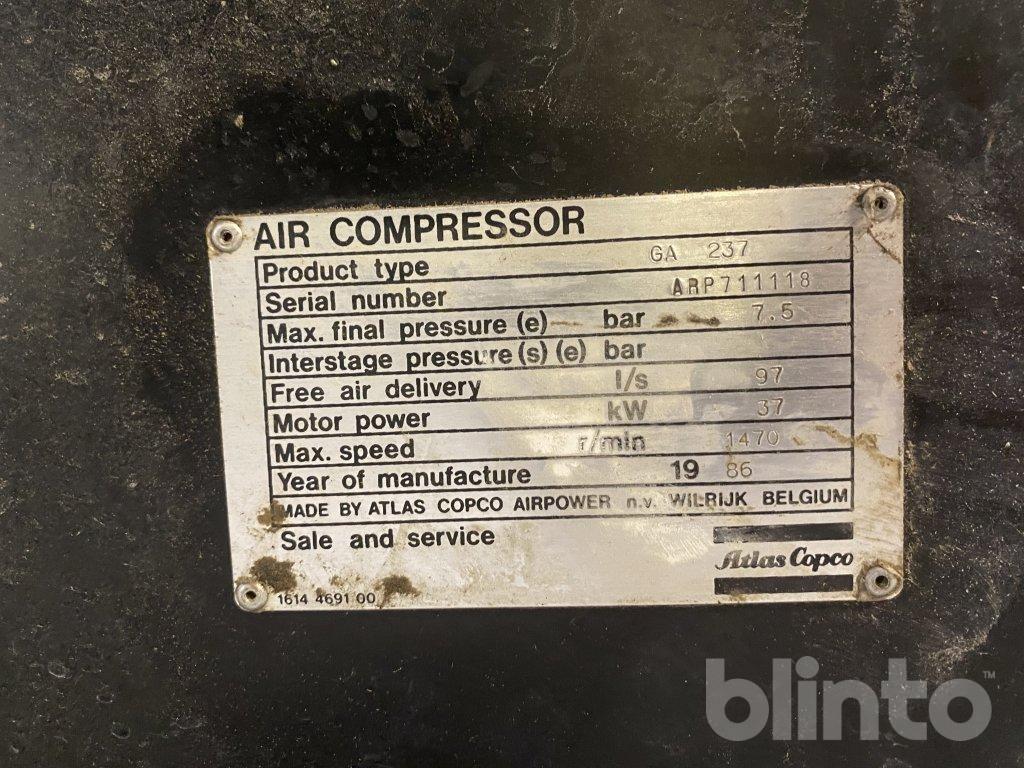 Skruvkompressor Atlas Copco med kyltork
