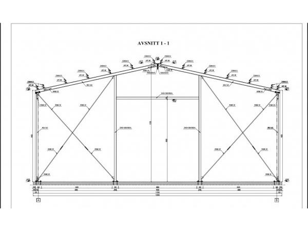 Stålstomme 12x24 meter - 288 m2
